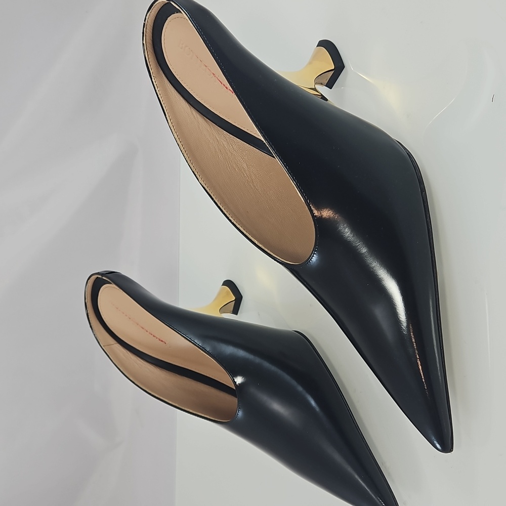 NEW! Bottega Veneta Black and Gold Rocket Heel Mules Size 7 - Picture 7 of 16